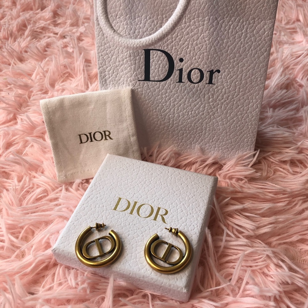 Gold Dior (small) Hoop Earrings